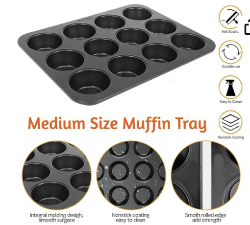 CLAPONE Small Mini Outperform Aluminium Nonstick 12-Slot Cup Midi Shape Muffin, Cupcake Mould (Small Size) - Image 4